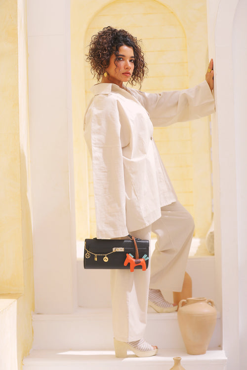 Linen relaxed suit beige