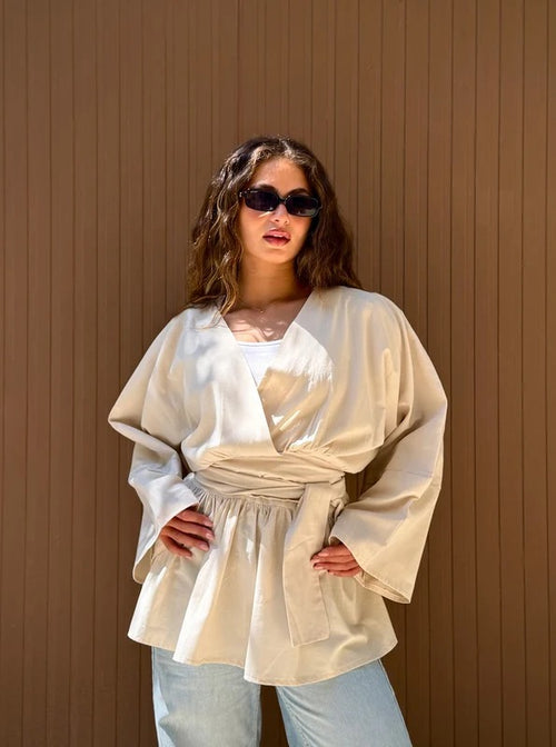 Bella lenin blouse beige