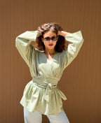 Bella lenin blouse olive
