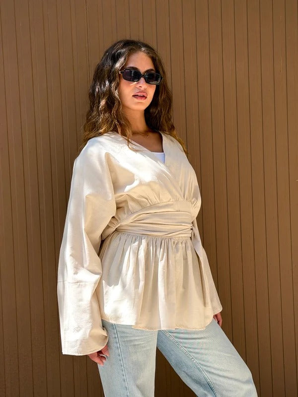 Bella lenin blouse beige