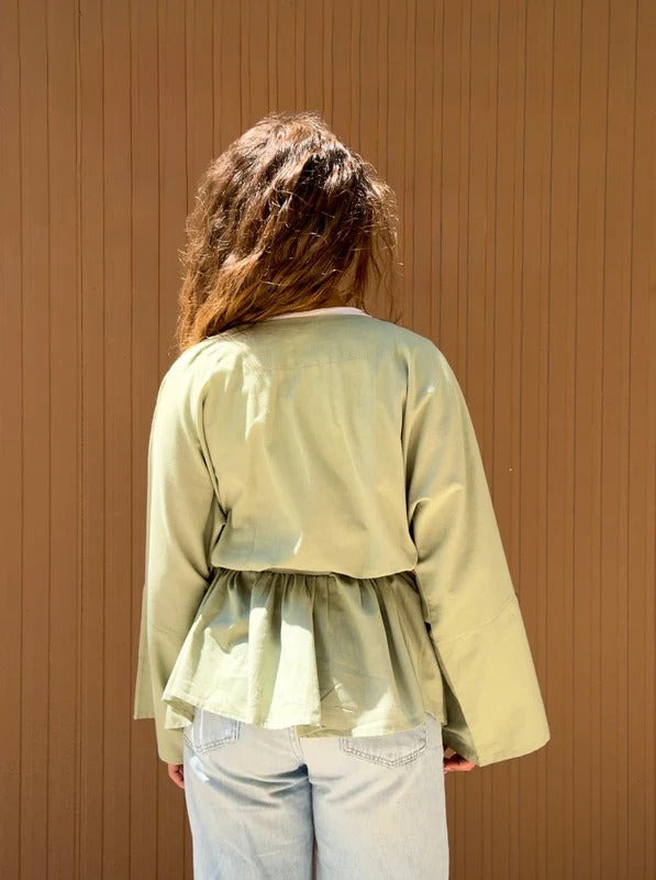 Bella lenin blouse olive